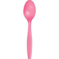 Club Pack of 288 Cotton Candy Pink Premium Heavy-Duty Plastic Party Spoons