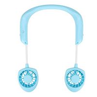 CakeLY Sport Fan Portable USB Rechargeable Neckband Lazy Neck Hanging Style Dual Cooling Fan (Blue)