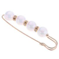 Women Chic Safety Pins Pearl Beads Brooch Pin for Shawl Dress Scarf Sweater Daily Creation Aesthetic Beauty Party Girls Jewerly Cheap Style | Color - white