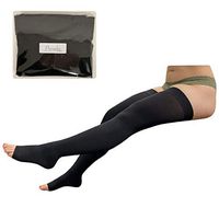 Presadee Thigh Open Toe 20-30 mmHg Firm Compression High Leg Swelling Stocking (Black, S/M)