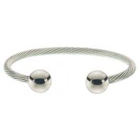 Magnetic Cable Cord Cuff Bracelet Silver