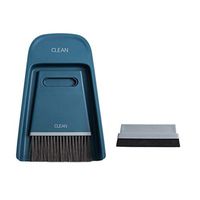 HEALLILY Mini Brush And Dustpan Set Tiny Desktop Nesting Cleaning Broom Cleaner Scraping Supplies For Desks Tables Counters Pet Cage (Blue)