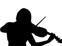 GIRL PLAYING VIOLIN SILHOUETTE STICKERS SYMBOL 5.5" DECORATIVE DIE CUT DECAL FOR CARS TABLETS LAPTOPS SKATEBOARD - BLACK