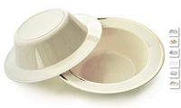 " OCCASIONS" 40 Bowls Pack, Heavyweight Disposable Wedding Party Plastic Bowls (6 oz Dessert Bowls, Ivory & Gold Rim)