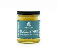 Solstice Naturals Eucalyptus 100% Pure Beeswax Aromatherapy Candle - Naturally Scented with Essential Oil, 9 oz - Improved Scent - Handmade No Soy Wax, No Paraffin Wax, No Synthetic Scents, No Fillers