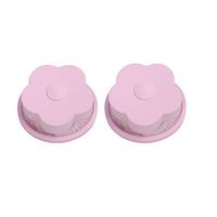 AKOAK 2 Pcs Mesh Filter Plum Shaped Bag Floating Washing Machine Hair Removal Cleaning Device House Clothing Wool Filtration Laundry Tools (Pink)