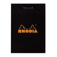 Rhodia Head Stapled Pad, No10 A8, Square ruling - Black