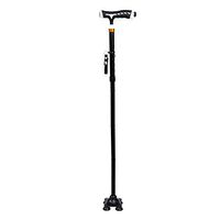 Crutches Canes Elderly Multi-Functional Lighting Skid Canes Outdoor Folding Four-Foot Stick Aluminum Telescopic The Elderly use Rest Assured (Color : Coffee)