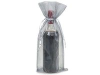 Metalic Silver Organza Wine Bags, 6.5 x 15", 10 Pack High Quality A1 bakery supplies