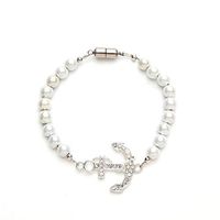 Crystal Anchor White Magnetic Therapy Bracelet (Size Small - 7")