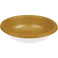 Club Pack of 200 Gold and White Disposable Paper Party Banquet Dinner Bowls 20 oz