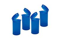 19 DRAM POP TOP Bottles Qty Size Count CASE Rx Pill Bottles Prescription Crafts Coins Storage Medicine Containers Made in USA (4 PCS, Blue - Transparent)