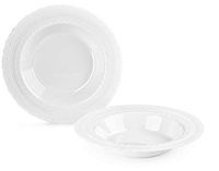 " OCCASIONS" 40 Bowls Pack, Extra Heavyweight Vintage Wedding Party Disposable Plastic Bowls (14 oz Soup Bowl, Chateau in White)