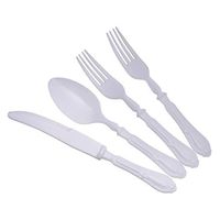 Disposable Plastic Cutlery Set 40 Pc White Flatware Combo 20 Forks, 10 Knives, and 10 Spoons, Heavy Weight Utensils for Weddings, Dinner, Luxury Party and Event Use - Posh Setting