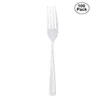 RollingBronze 100 Pcs Disposable Plastic Forks Crystalware Heavy-Weight Clear Plastic Forks for Party Wedding Birthday