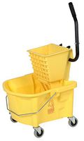 Continental 226-312YW, Yellow Splash Guard Combo Pack Bucket with 3" Non-Marking Grey Casters and SW12 Side-Press Wringer, 26 quart Capacity (Case of 1)