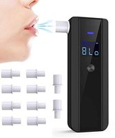 Portable Breath Alcohol Tester Fast Respond Breathalyzer Home Alcohol Tests with Digital LCD 10 mouthpieces