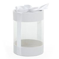 36ea - 4 X 4-1/2 White Round Container W/Cap & Bow