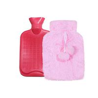 QingFan Water Injection Hot Water Bottle Winter Plush Portable Warm Water Bag,Rubber Hot Water Bottle Water Injection Bag (Pink)