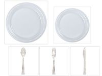 Clear Plastic 10" Dinner Plates + 7" Salad Plates + CutleryCase of 100