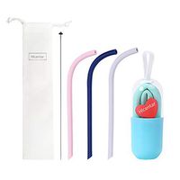 Hicentar Silicone Drinking Straws - 4 Packs Collapsible BPA Free Reusable Straws - Suitable for 20/30 oz Tumblers with Free Cleanning Brushes,Portable Cases and Velvet Bag
