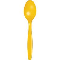 Club Pack of 288 School Bus Yellow Premium Heavy-Duty Plastic Party Spoons