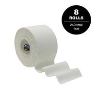 Athletic Tape Pack of 8 Rolls - 100% Cotton Sports Tape for Injury Support Compression Wrap - Latex Free - Easy Tear - Perfect Grip for Lacrosse Sticks, Hockey Sticks – 8 x 30 Ft (White)