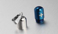 Stainless Steel Pill Capsule Cross Necklace Tube Urn Keepsake Cremation Ashes Memorial Pendant 22 Inch, Silver Black (Blue)