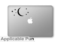 SC Crescent Moon and Stars - Goodnight Mac - Black Vinyl Decorative Decal Sticker - Sized for 13" Macbooks or Car
