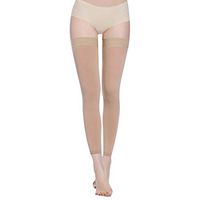 PPXGOGO Thigh High Compression Socks, Firm Support 20-30 mmHg Gradient Compression Stockings with Silicone Band. Treatment for Running, Edema, Varicose Veins, Pregnancy, Nursing.(Nude,L)