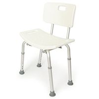Deluxe Shower Seat with Back. Adjustable Legs and Anti-Slip Rubber Feet. 300lbs Capacity. Tool Free Assembly.