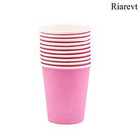 Riarevt Colorful Paper Cups Colorful Party Decoration Cups DIY Disposable Paper Cups Thickened Color Paper Cups Hand-Designed Paper Cups Color Party Supplies Paper Cups 120 Count(Pink)