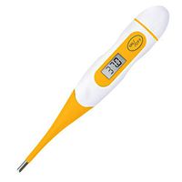 Bambus Digital Thermometer, Soft Head Rectal and Oral Thermometer for Adults and Babies, Precision Thermometer for Fever, with Buzzer and Memory Function, Waterproof (Yellow)