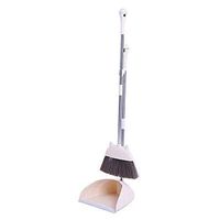 Broom and Dustpan With Long Handle Telescopic Up Upright Natural Rubber Extra Long Handle Broom and Dustpan Soft Brush Magic Non-stick Hair Broom Set Used for Lobby Floor Toilet Garden