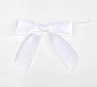 7/8" White Pre-Tied Bow (100 Pieces) - CB-BOW7WH