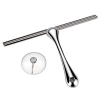 Window Squeegee, Stainless Steel Shower Wiper Glass Wiper Blades Scraper Cleaner, for Bathroom Floor Mirror Car Window Glass, with Suction Hook