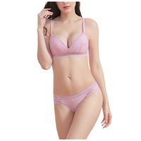 Gocheaper Woman Comfortable Cup Bras Set Erect Thin Cotton Ventilation Sexy Lace Underwear(Pink,S)
