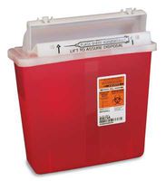 10-3/4" x 4-3/4" x 11-1/2" Red Portable Sharps Container with Counter Balance Lid (5 Quart) (1 Container) - AB-135-72