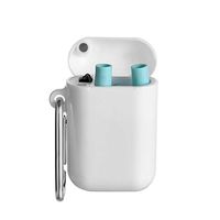 Collapsible Reusable Silicone Straw Food-Grade Drinking Straw Portable Foldable Straws with Cleaning Brush and Storage Case(green)