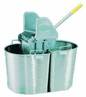 Royce Rolls Stainless Steel Two 7 1/2-Gallon Half-Oval Double Tank Set with 16-24 oz. Mop Wringer - #214R