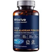 Premium Wild Alaskan Fish Oil with Vitamin D3 Supports Cardiovascular Health 1,375 DHA/EPA (60 Softgels)