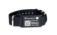 Dynotag® Web Enabled Smart Military Style Anodized Aluminum Medical ID and Emergency Contact Information with DynoIQ™ Includes Adjustable Wristband (6.1"-8.66" Dia.) (Black on Black)