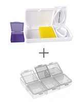 Pill Cutter Splitter Pill Organizer -Pill Splitter and Pill Case Combo Kit-Pill Cutter for Small Pills-Small Pill Box-Travel Pill Case