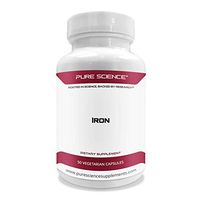 Pure Science Iron (as Ferrous Sulfate) 65mg with 5mg BioPerine (Natural Bioavailability Enhancer for better absorption) - Essential Iron Supplement for Women and Men, Combats Iron Deficiency Anemia