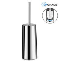 Homemaxs Toilet Brush and Holder【2020 Upgraded】, 304 Stainless Steel Toilet Brush with Long Handle(15.4x9.4x4.3IN), Hideaway Toilet Bowl Cleaner Brush for Bathroom(Polished Surface Holder)