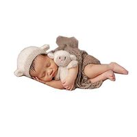 Newborn Photography Props Baby Boy Knitted Outfits Crochet Photo Hat Pants Set Animal (Sheep)