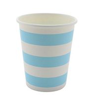 YouMeBest Disposable Paper Cups Striped Blue 9oz 60Count
