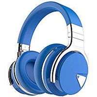 COWIN E7 Wireless Bluetooth Headphones with Mic Hi-Fi Deep Bass Wireless Headphones Over Ear, Comfortable Protein Earpads, 30 Hours Playtime for Travel Work TV Computer Phone - Blue