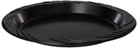 Genuine Joe Plastic Round Plate, 9" Diameter, Black, 125pcs