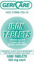 Ferrous Sulfate 325 mg Tablets 1000 ct